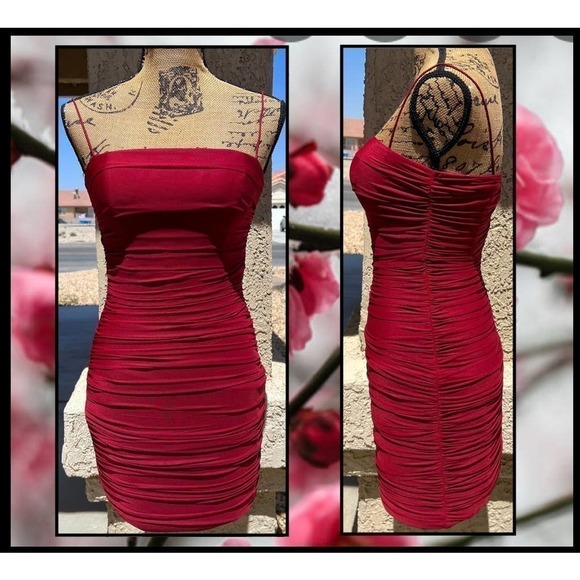 Princess Polly TARA BodyCon Mini Dress Burgundy US Size 4 - Picture 3 of 7